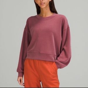 Lululemon Perfectly Oversized Cropped Crew Sweatshirt Softstreme Mulled Wine 8